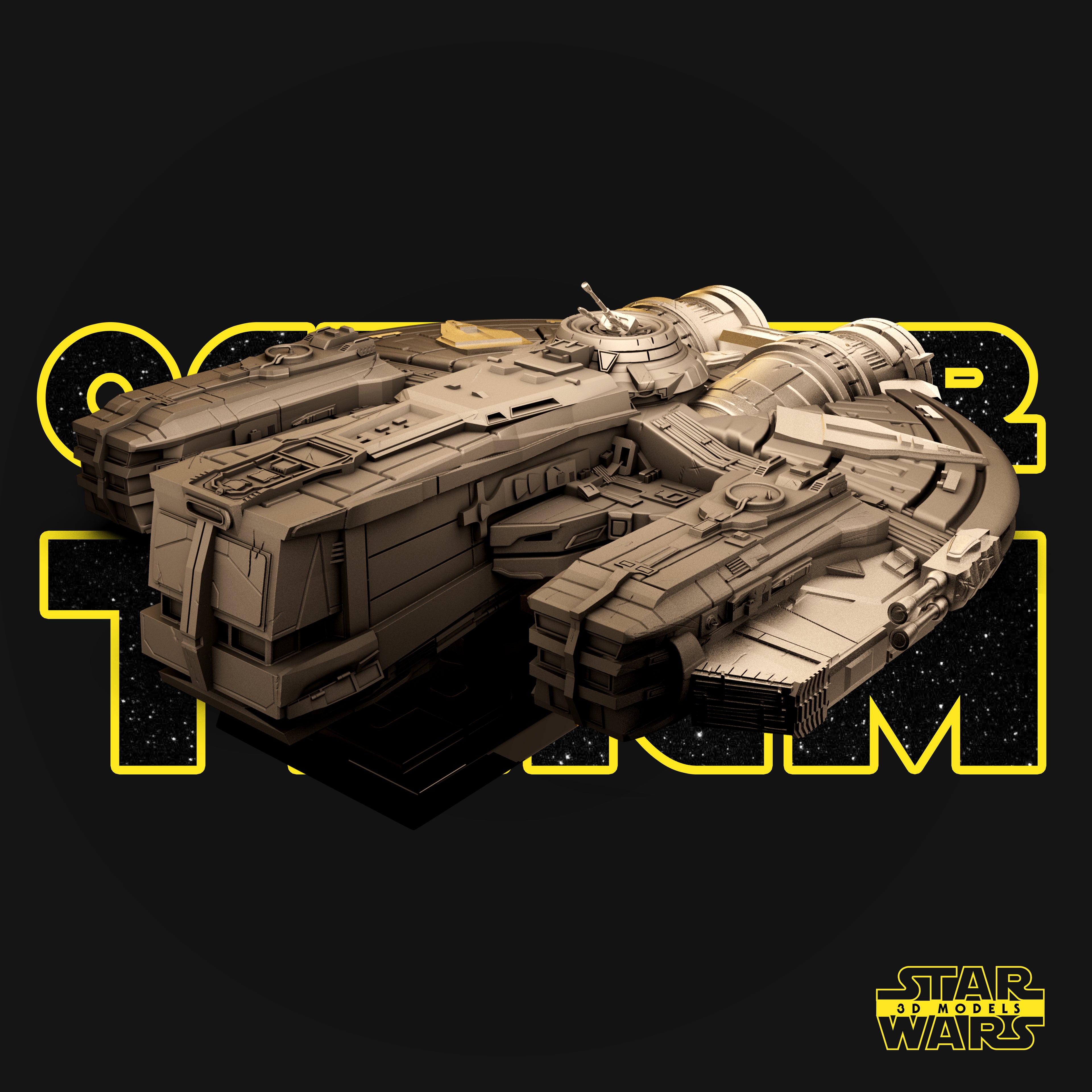 Sci-Fi Freighter-Inspired 3D Printed Display Model | 50cm