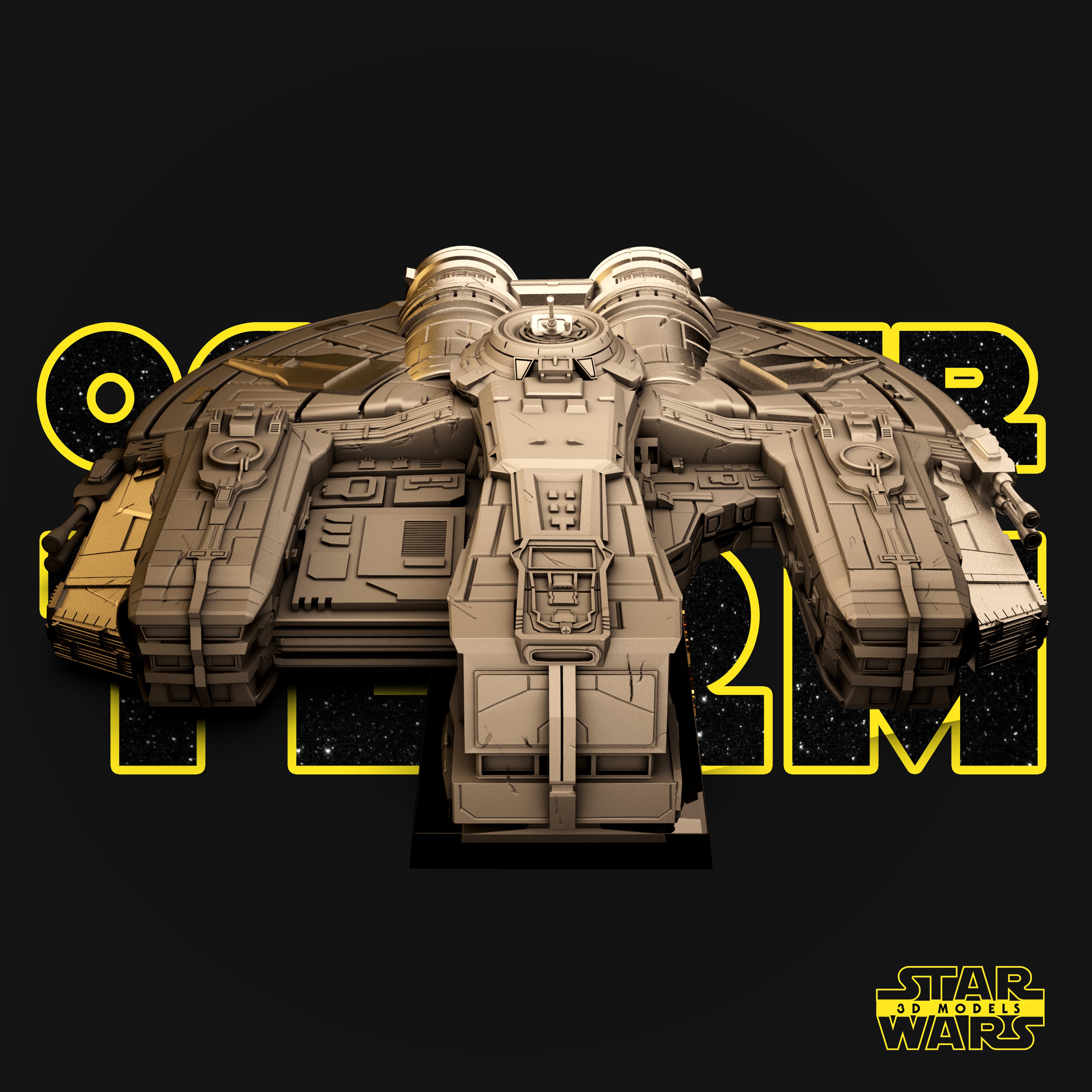 Sci-Fi Freighter-Inspired 3D Printed Display Model | 50cm