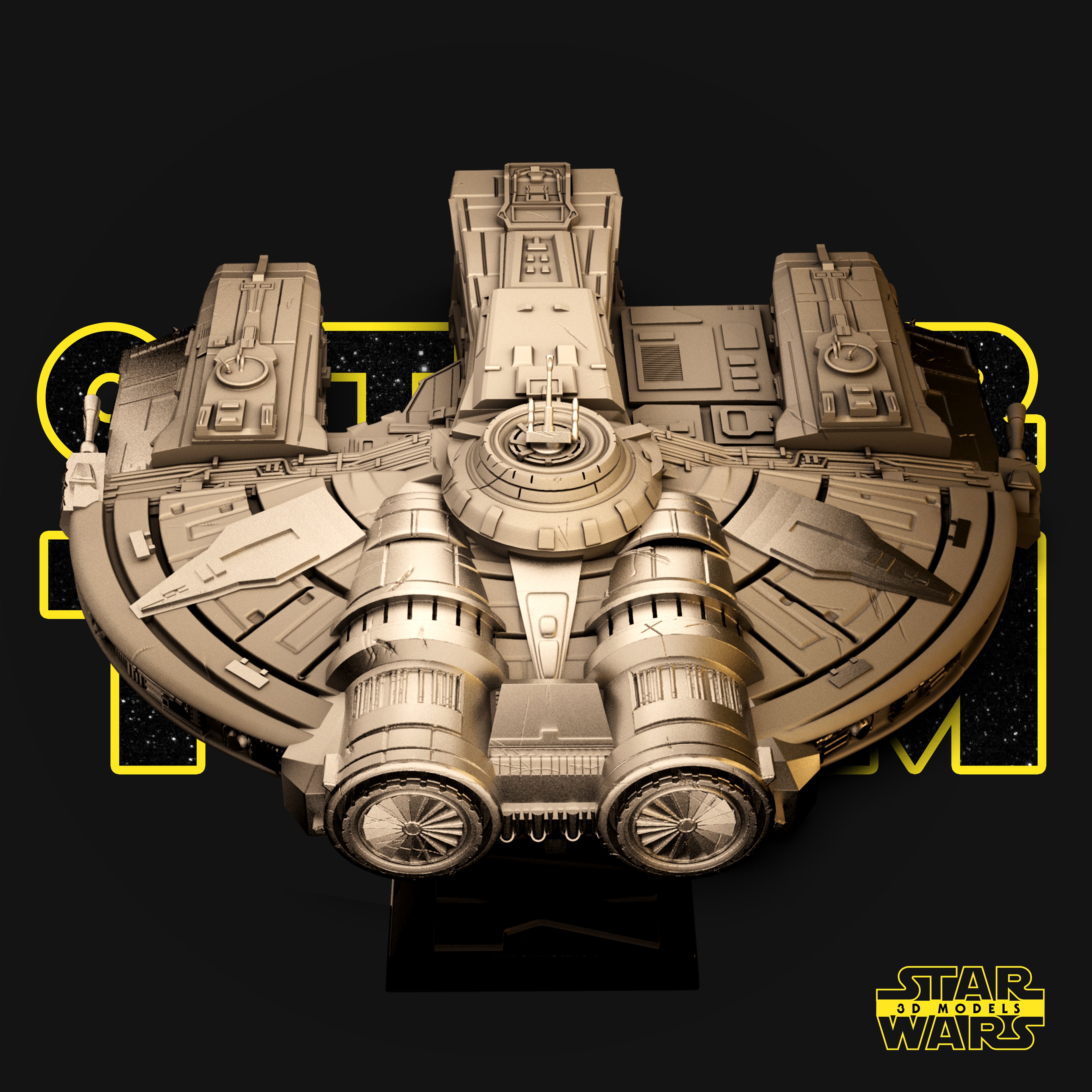 Sci-Fi Freighter-Inspired 3D Printed Display Model | 50cm