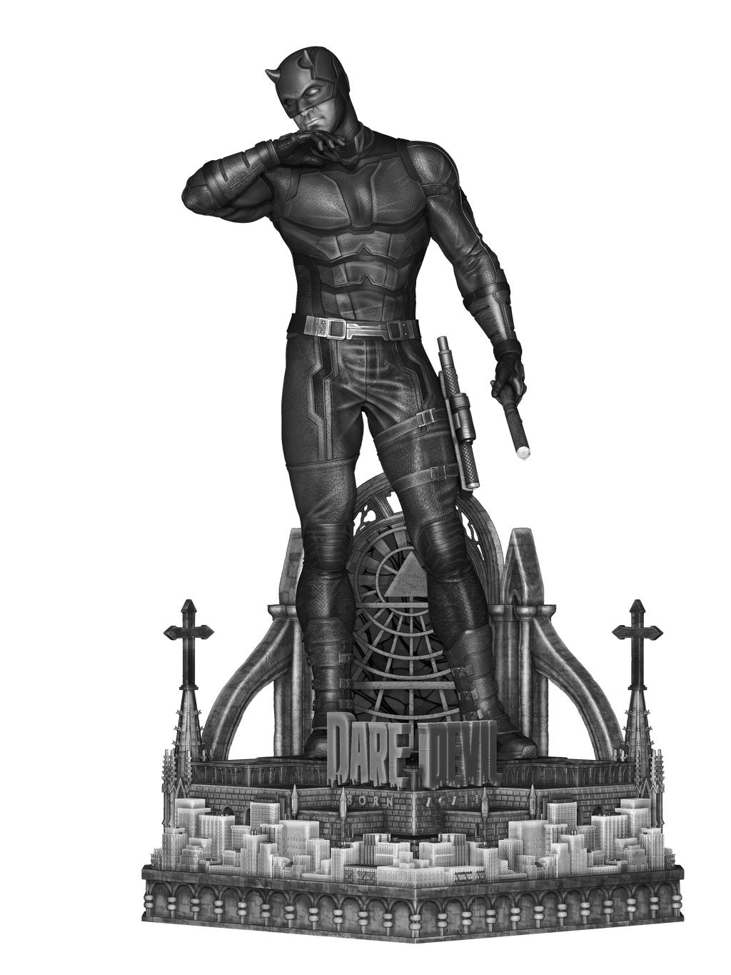 Red Masked Vigilante-Inspired 3D Printed Display Statue