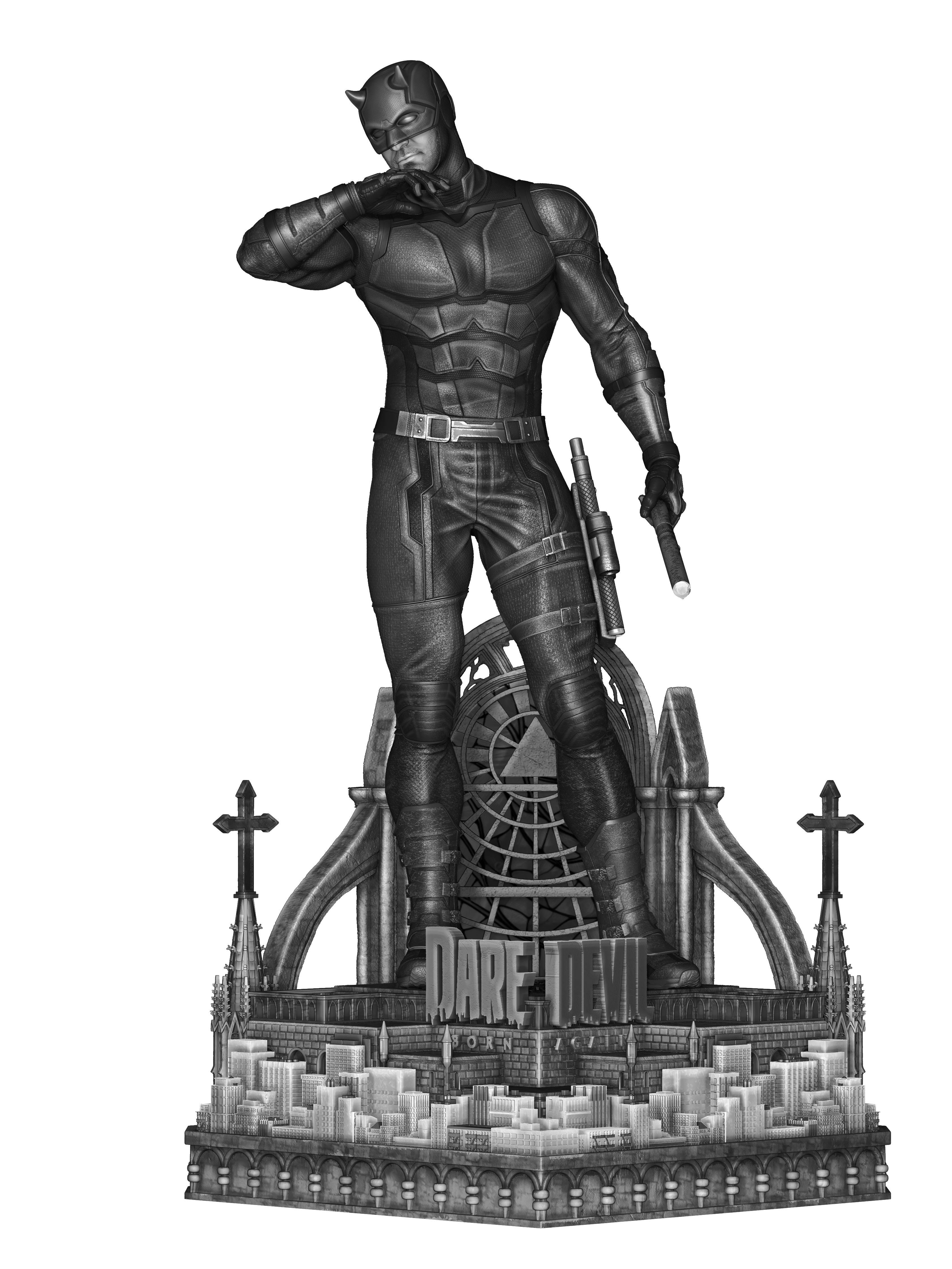 Red Masked Vigilante-Inspired 3D Printed Display Statue