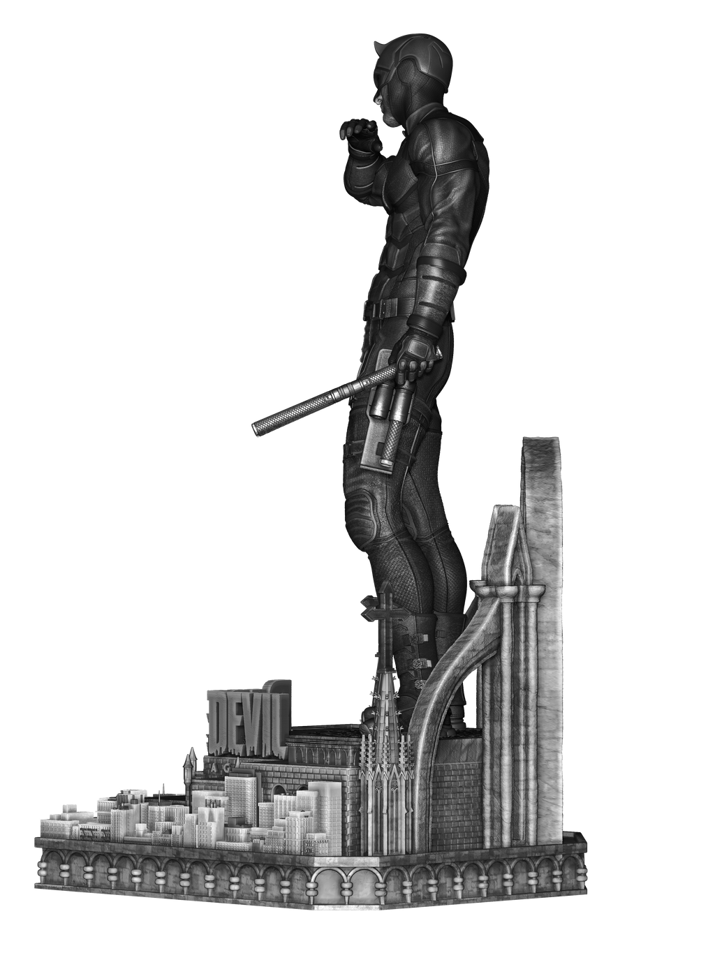 Red Masked Vigilante-Inspired 3D Printed Display Statue