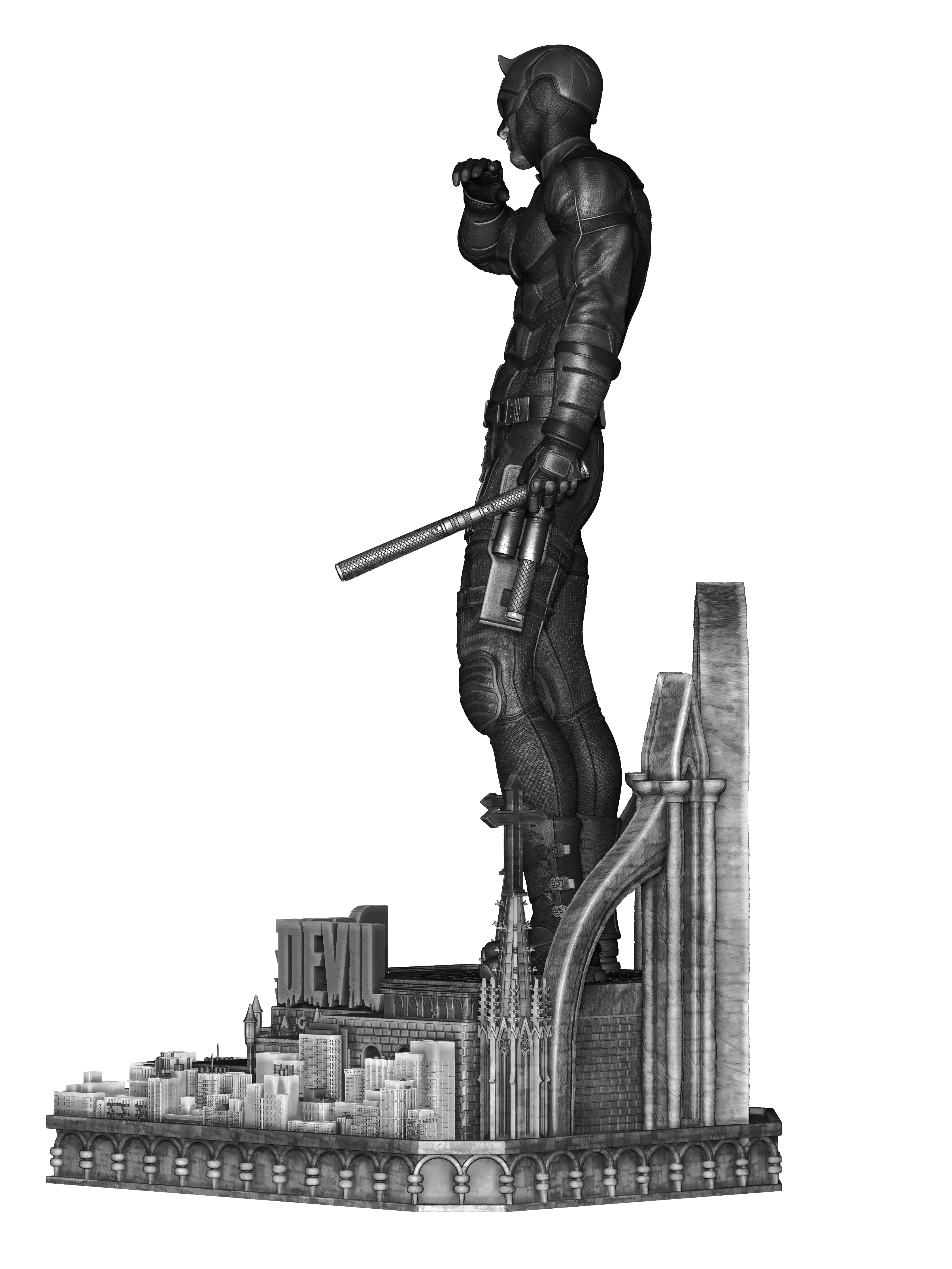 Red Masked Vigilante-Inspired 3D Printed Display Statue