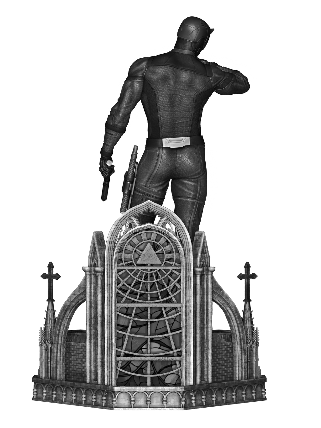 Red Masked Vigilante-Inspired 3D Printed Display Statue