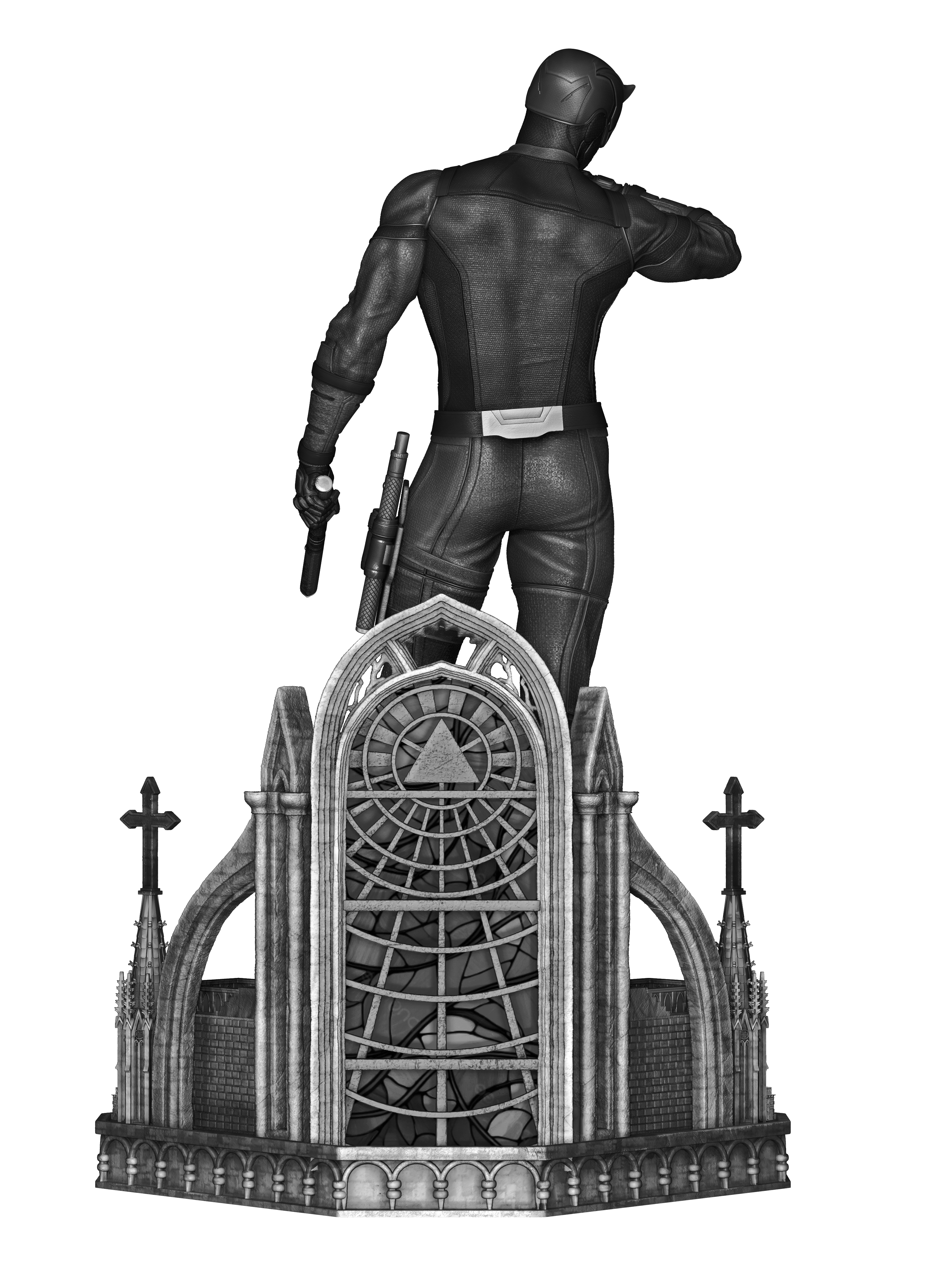 Red Masked Vigilante-Inspired 3D Printed Display Statue