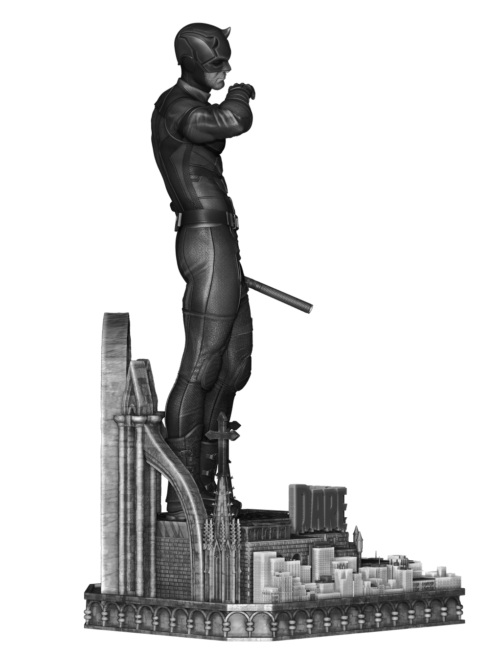 Red Masked Vigilante-Inspired 3D Printed Display Statue