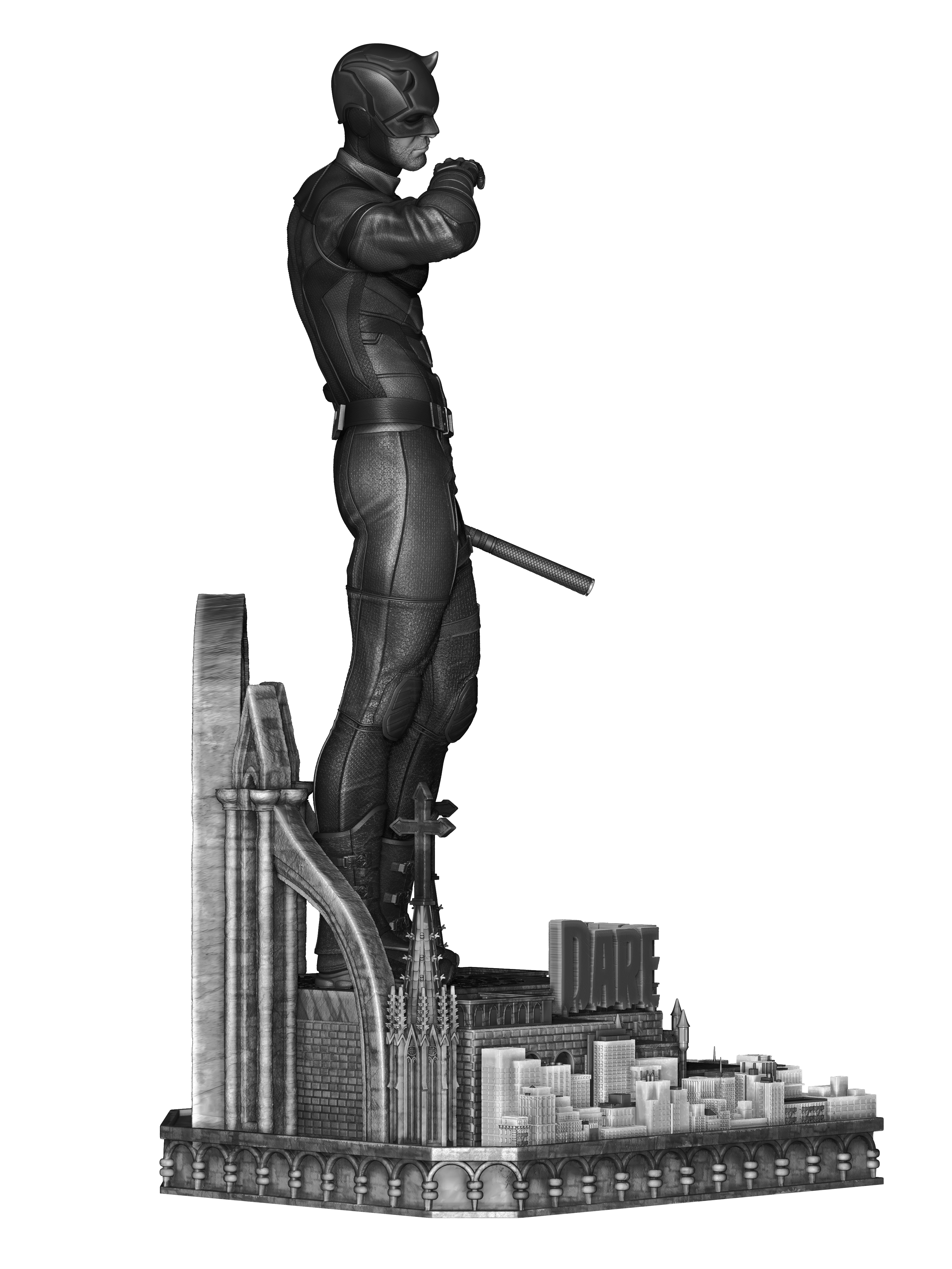 Red Masked Vigilante-Inspired 3D Printed Display Statue