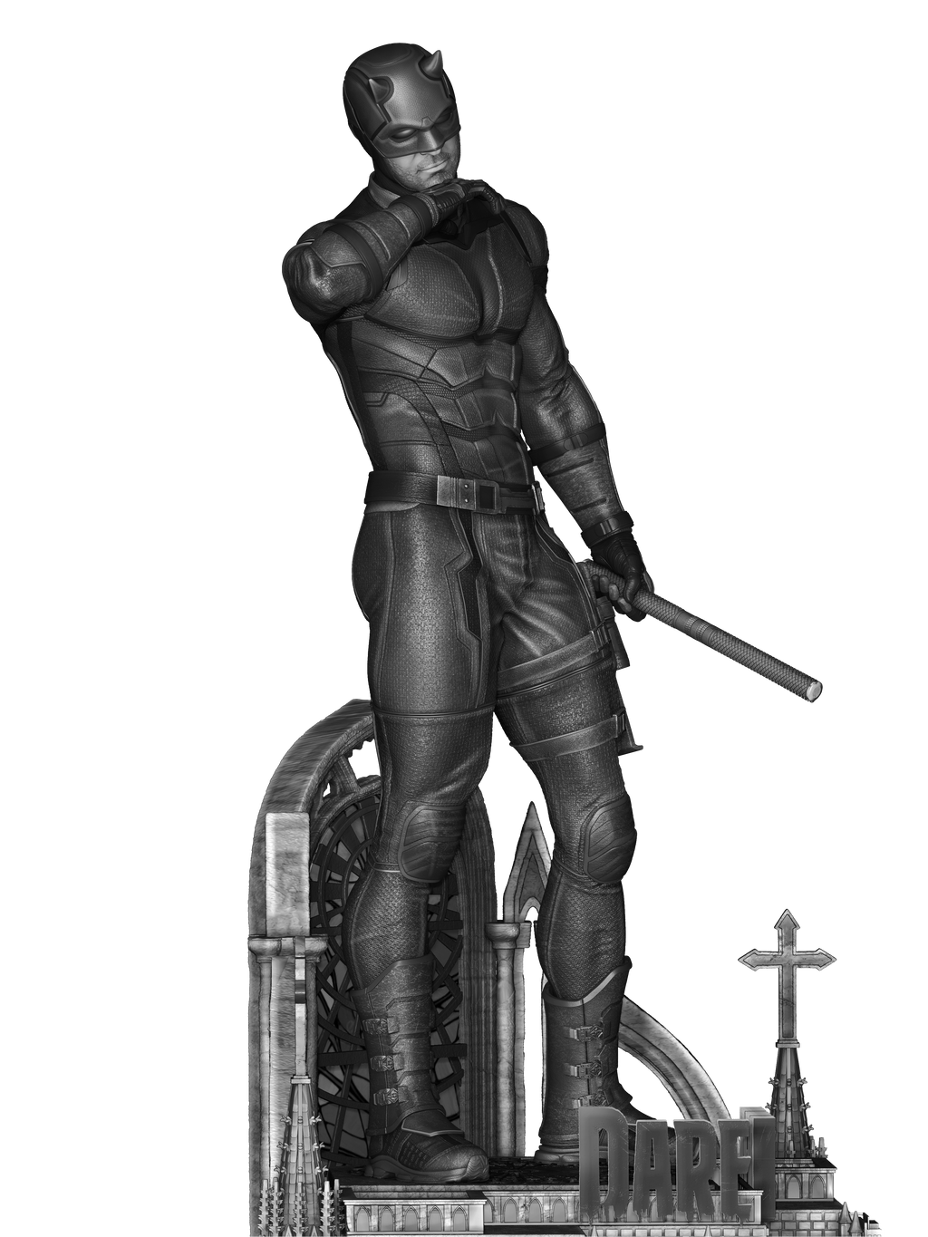 Red Masked Vigilante-Inspired 3D Printed Display Statue