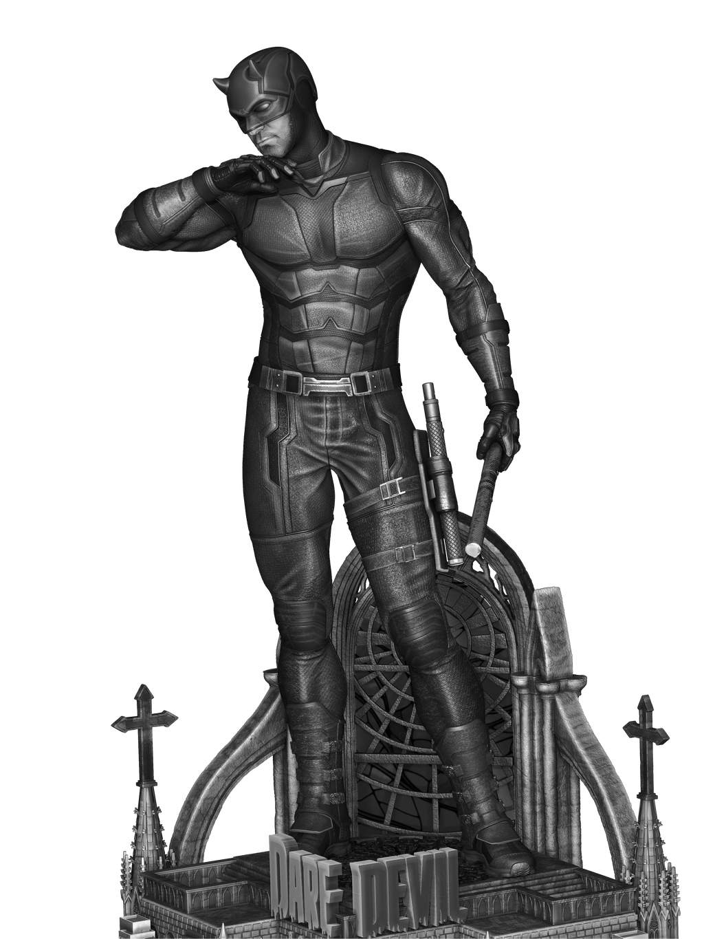 Red Masked Vigilante-Inspired 3D Printed Display Statue