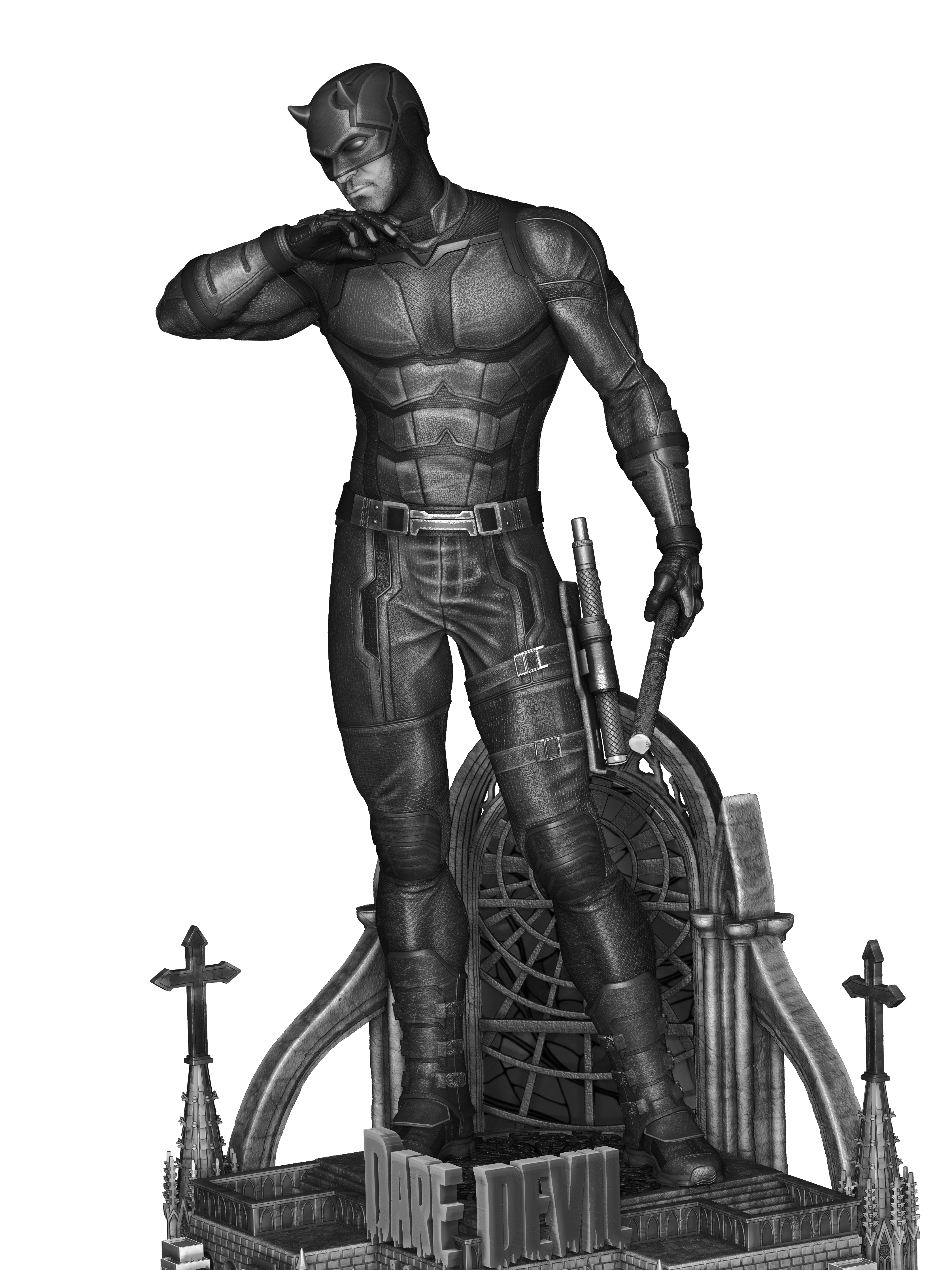 Red Masked Vigilante-Inspired 3D Printed Display Statue