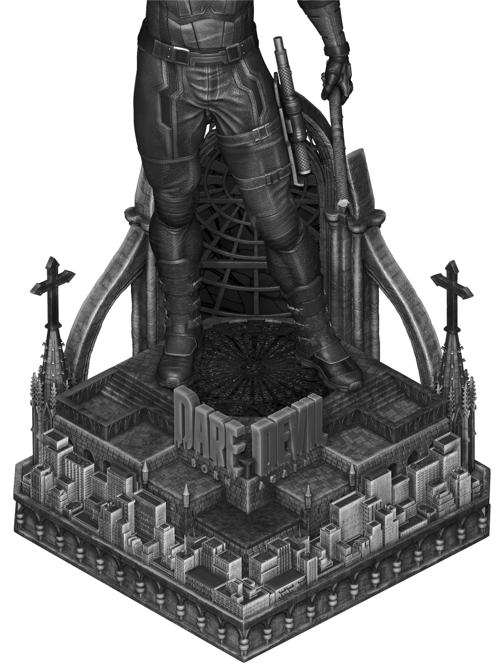 Red Masked Vigilante-Inspired 3D Printed Display Statue