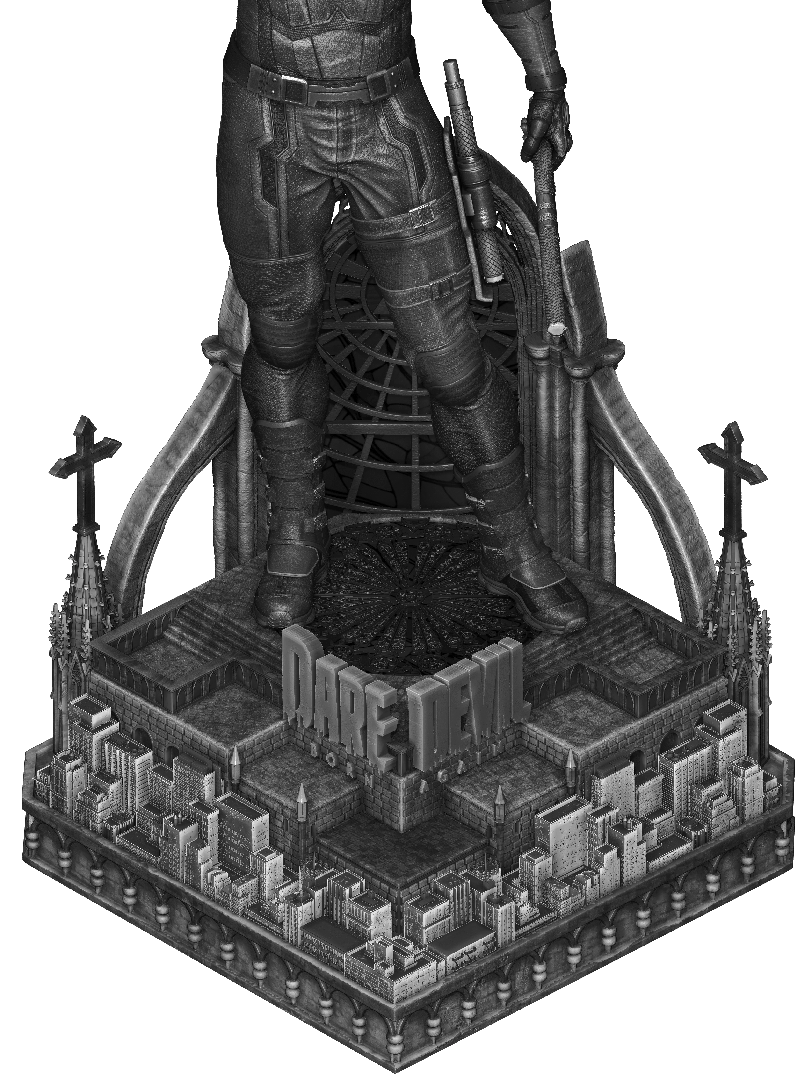 Red Masked Vigilante-Inspired 3D Printed Display Statue
