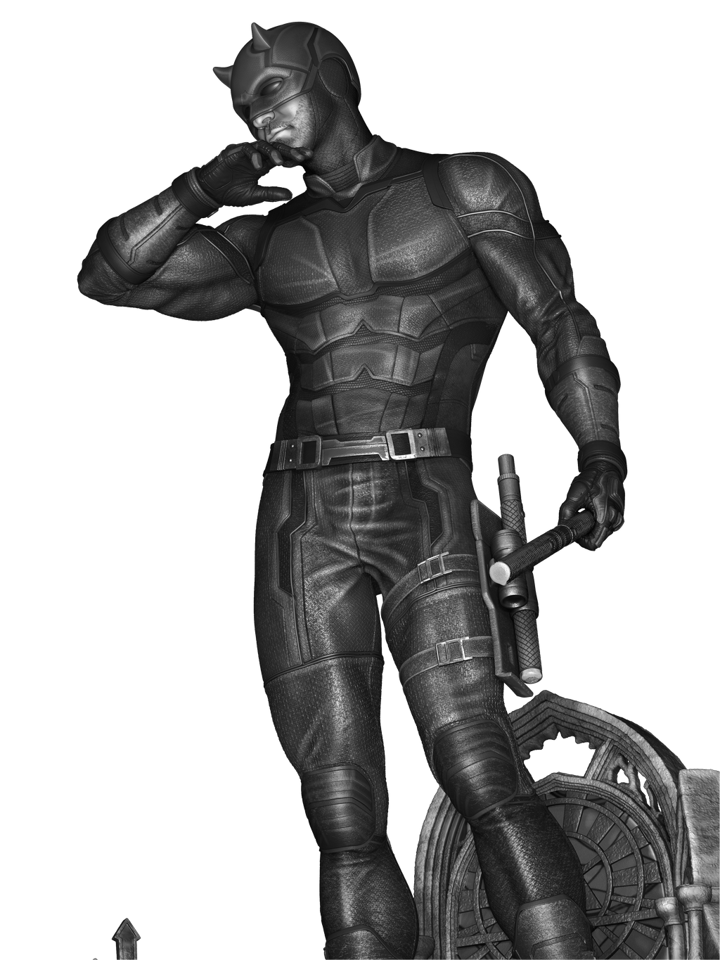 Red Masked Vigilante-Inspired 3D Printed Display Statue