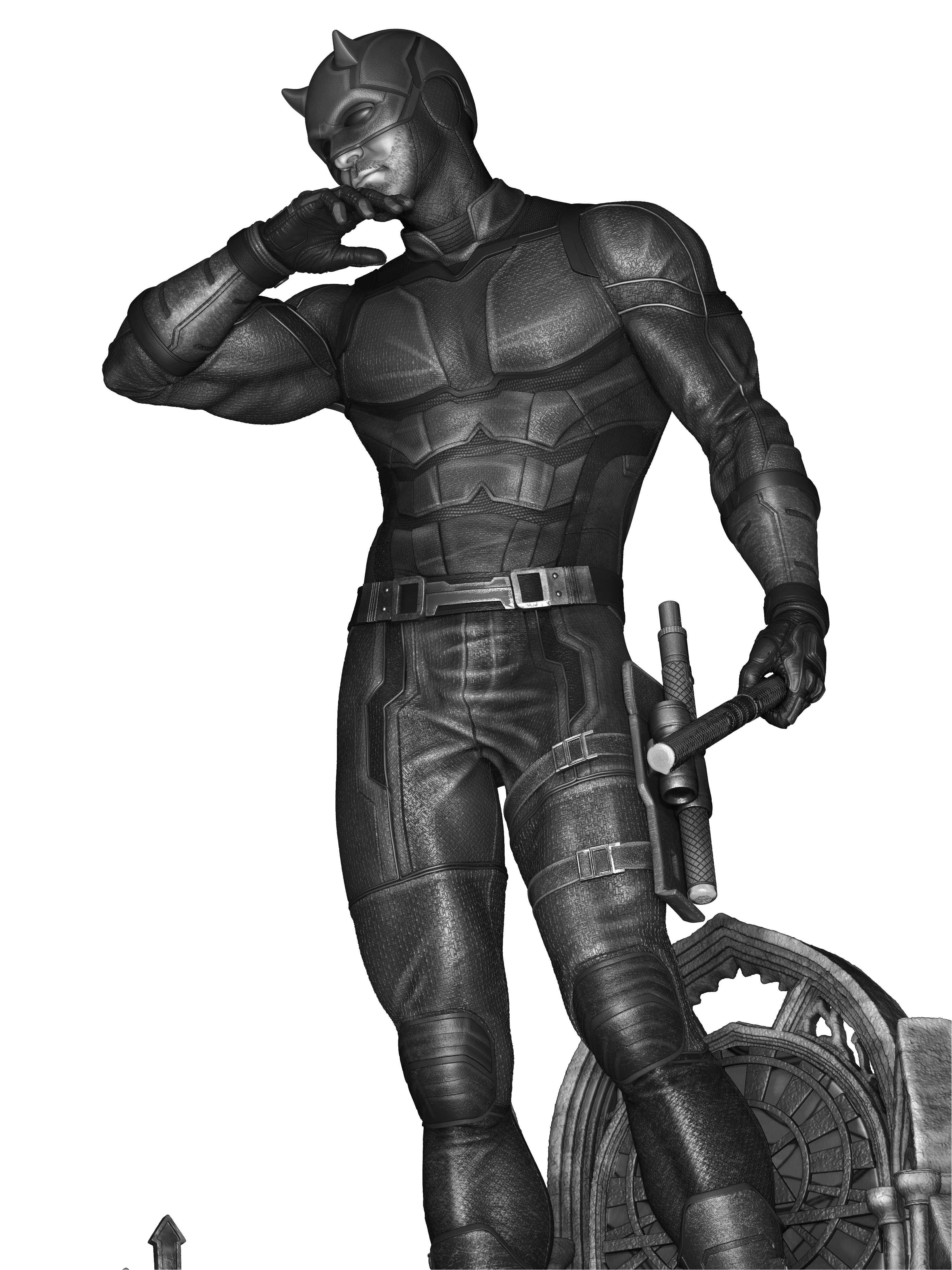 Red Masked Vigilante-Inspired 3D Printed Display Statue