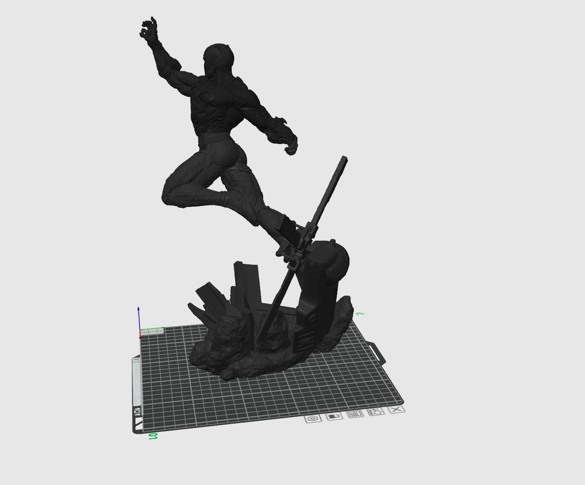 Panther Warrior-Inspired 3D Printed Display Sculpture