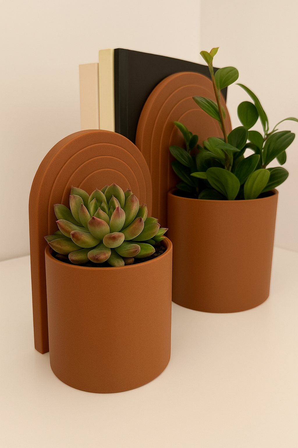 Bookend Planter With Water Reservoir