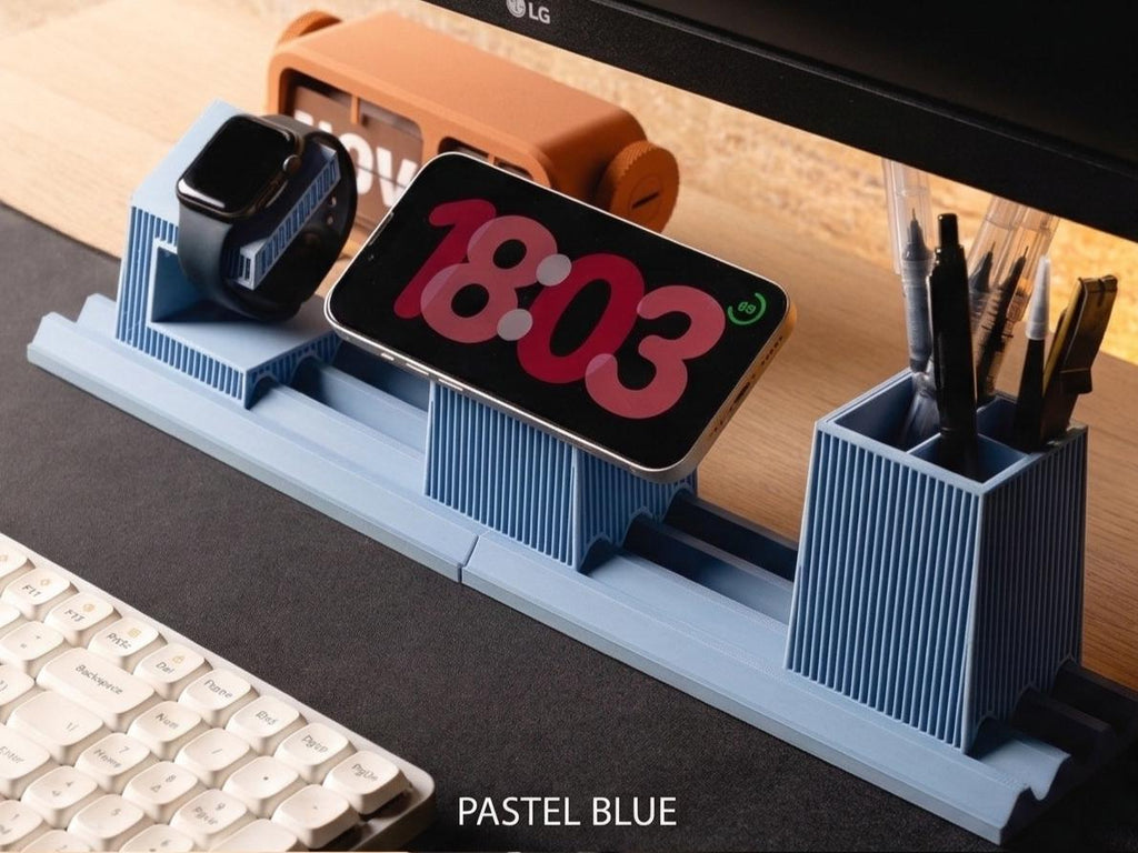 Moku Japandi Desk Organizer | Modular MagSafe, Apple Watch Charger Station, 3D Printed