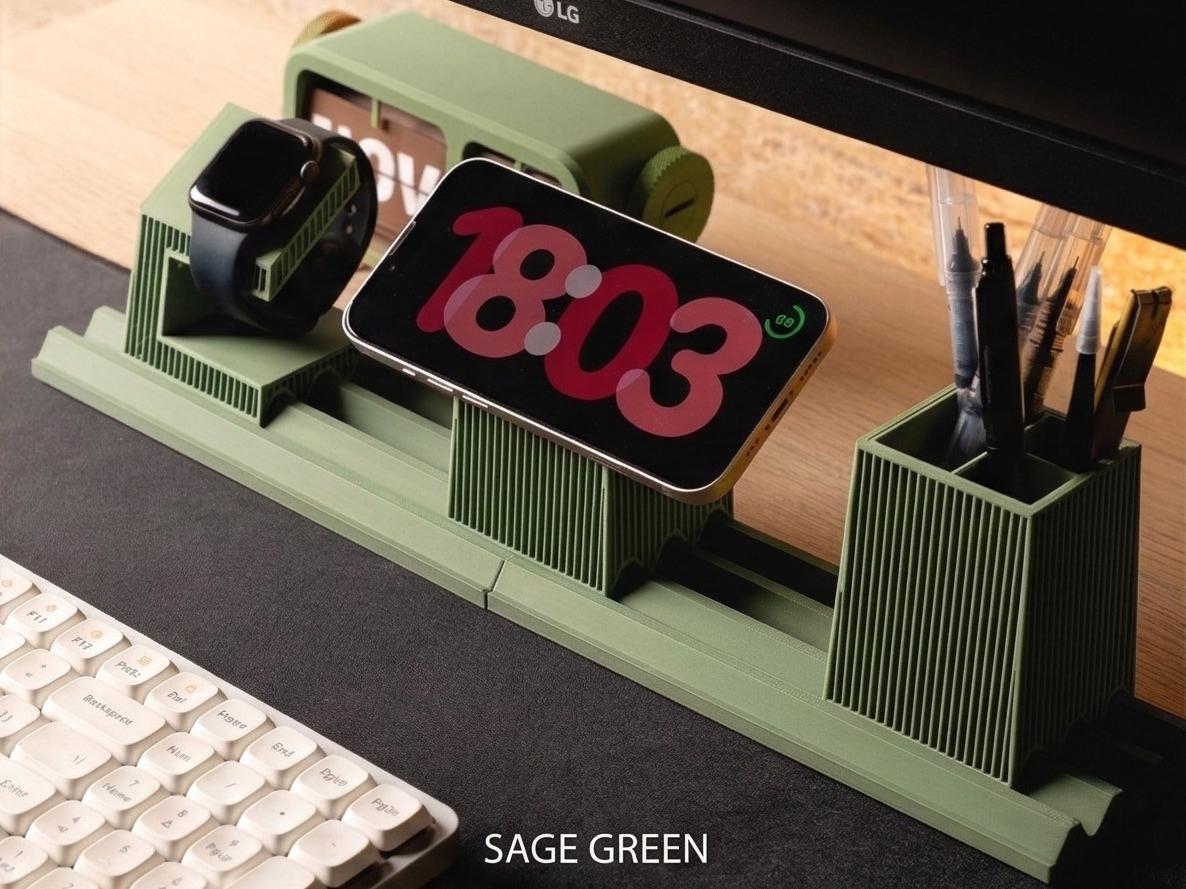 Moku Japandi Desk Organizer | Modular MagSafe, Apple Watch Charger Station, 3D Printed