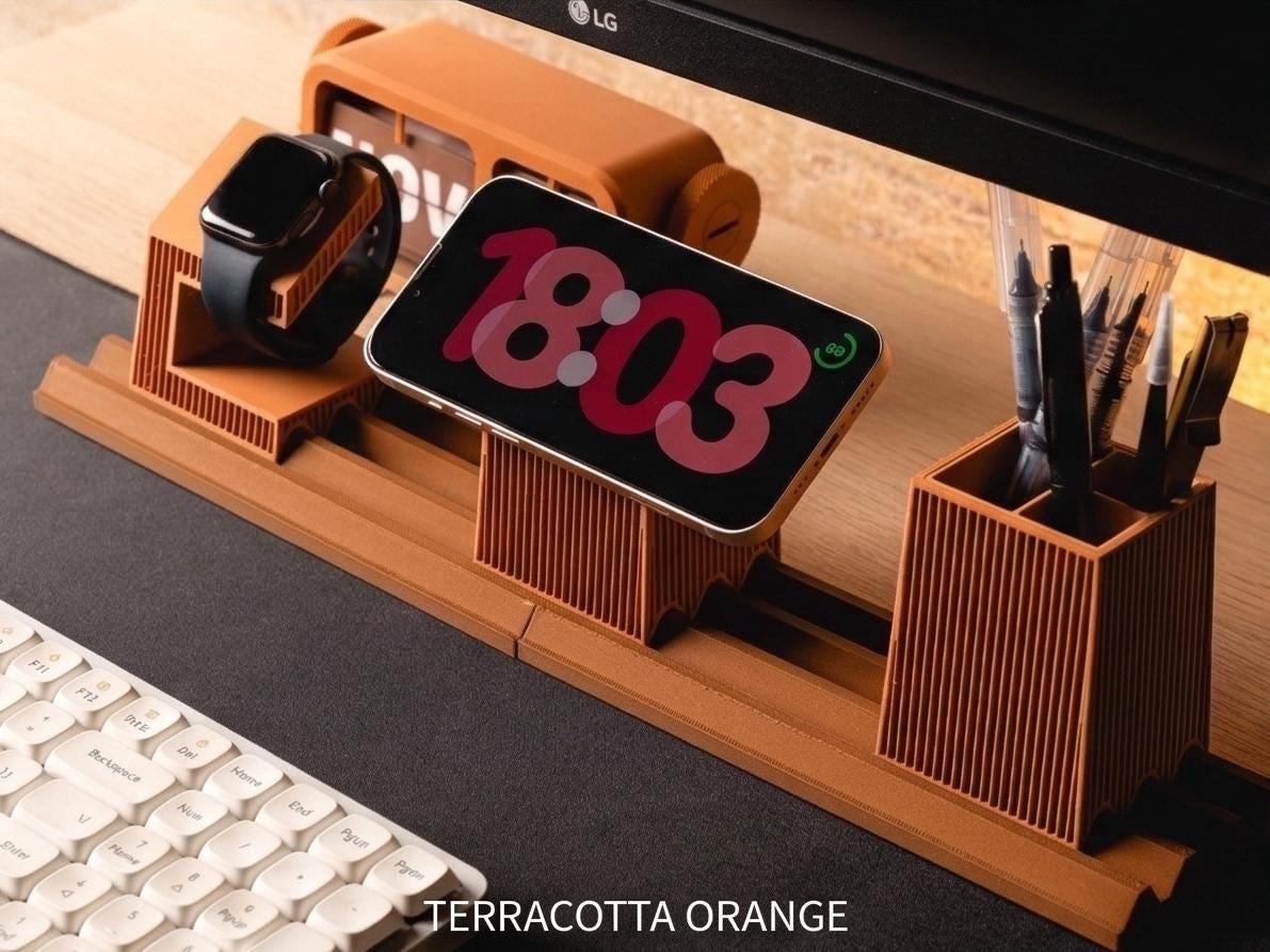 Moku Japandi Desk Organizer | Modular MagSafe, Apple Watch Charger Station, 3D Printed