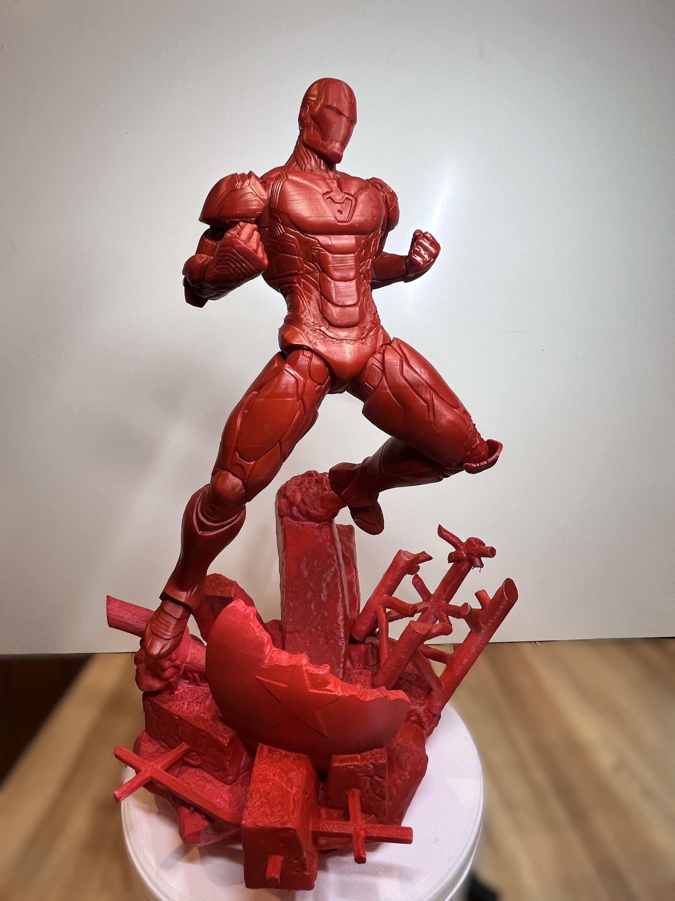 Iron Man Inspired Statue Marvel Diorama | 380mm Avengers Collectible | Tony Stark Unpainted Comic Book Sculpture