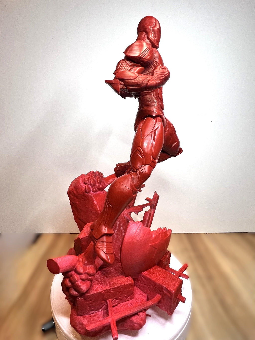 Iron Man Inspired Statue Marvel Diorama | 380mm Avengers Collectible | Tony Stark Unpainted Comic Book Sculpture