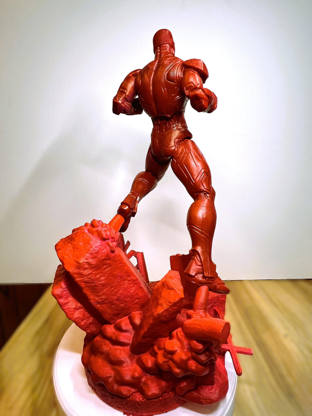 Iron Man Inspired Statue Marvel Diorama | 380mm Avengers Collectible | Tony Stark Unpainted Comic Book Sculpture