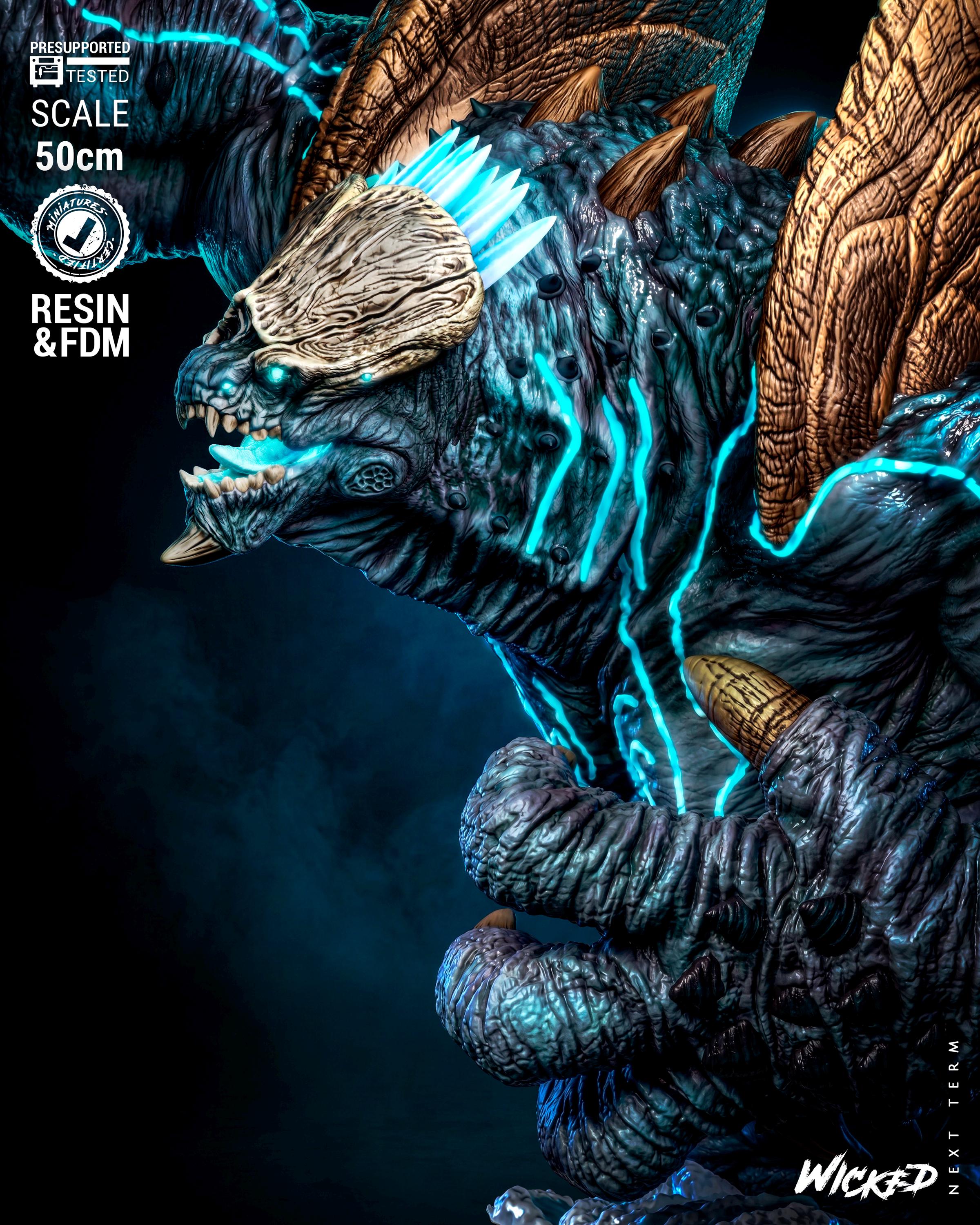 Leatherback Kaiju Monster Sculpture | 3D Printed Fan Art Model Kit (50cm)