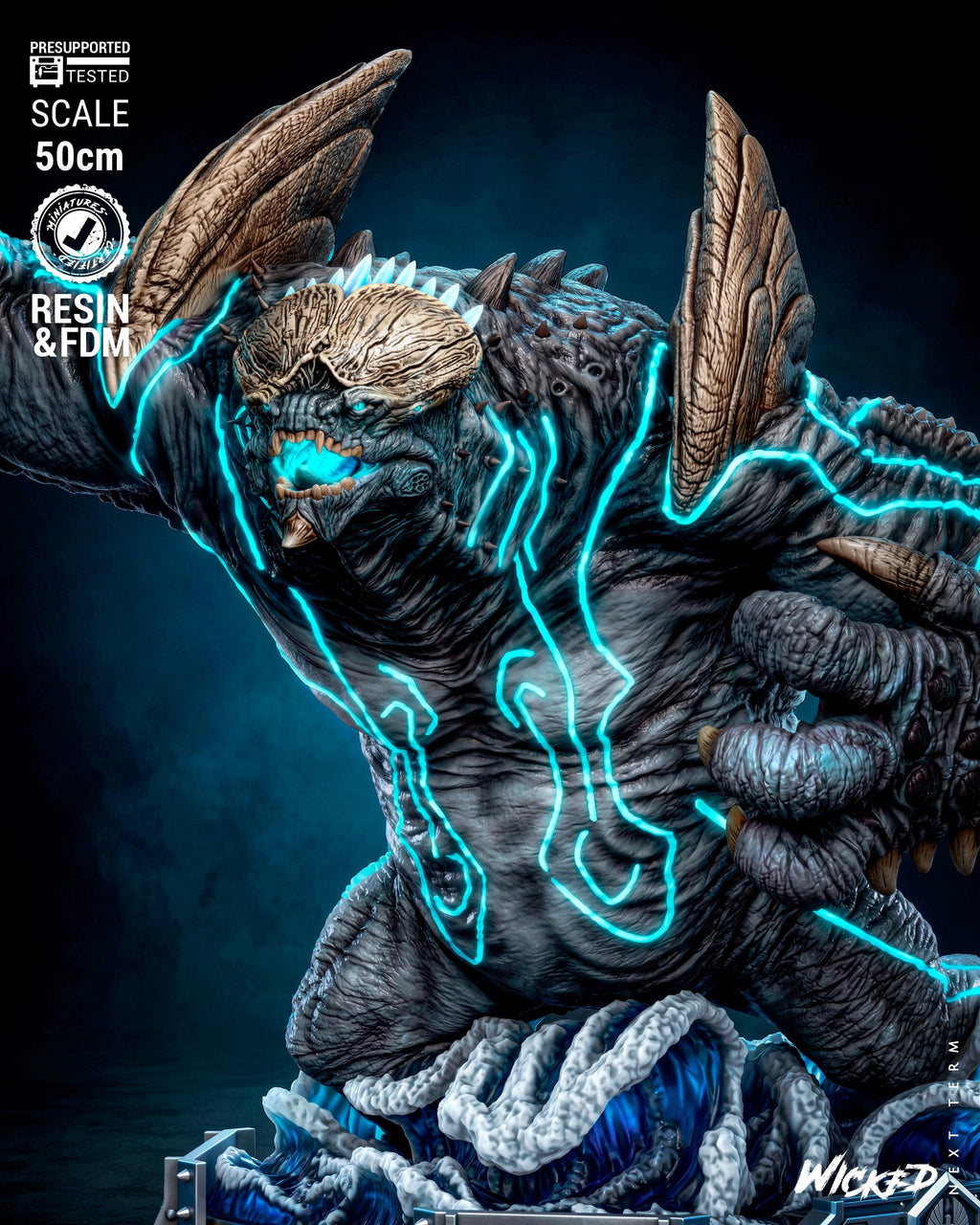 Leatherback Kaiju Monster Sculpture | 3D Printed Fan Art Model Kit (50cm)