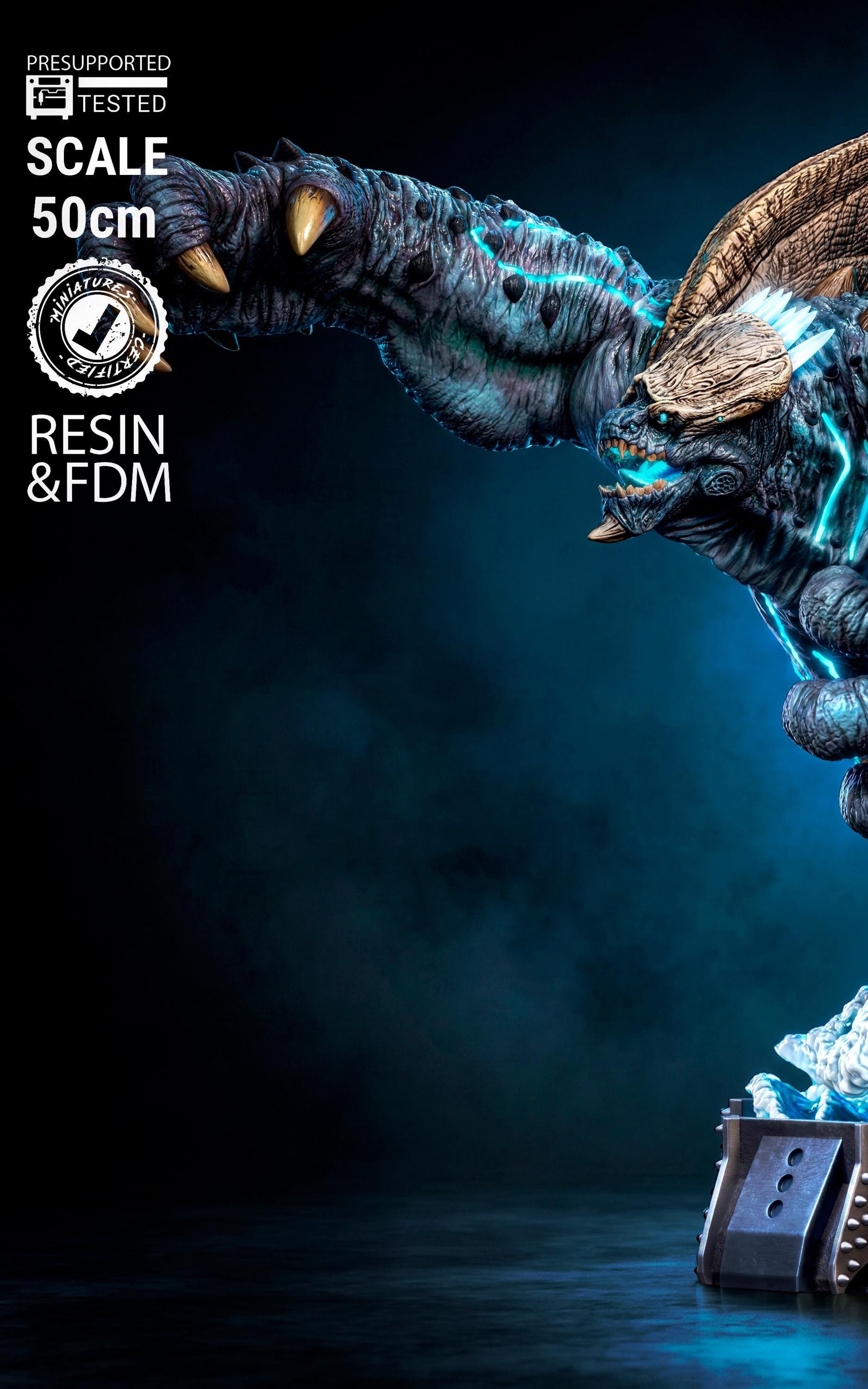 Leatherback Kaiju Monster Sculpture | 3D Printed Fan Art Model Kit (50cm)