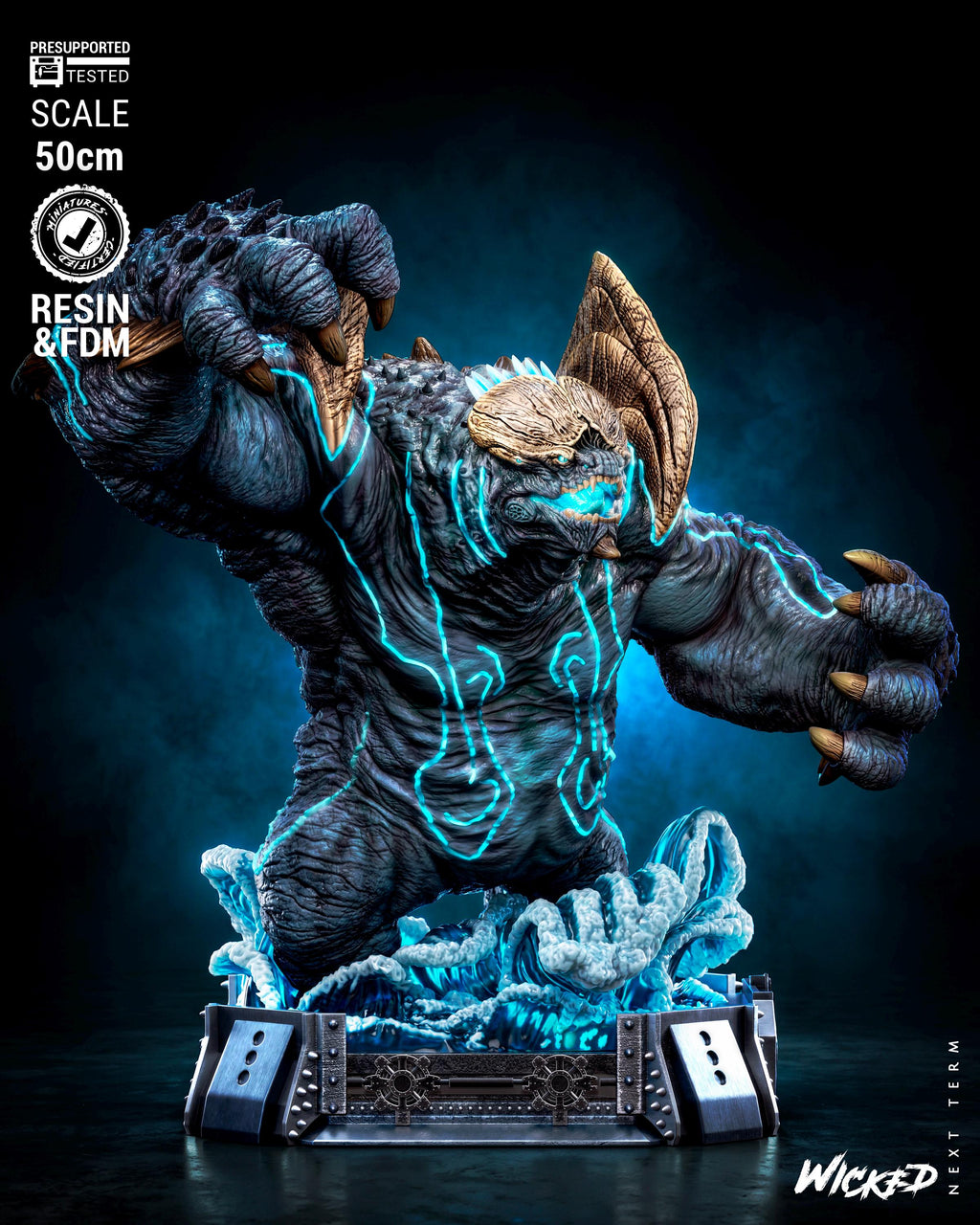 Leatherback Kaiju Monster Sculpture | 3D Printed Fan Art Model Kit (50cm)