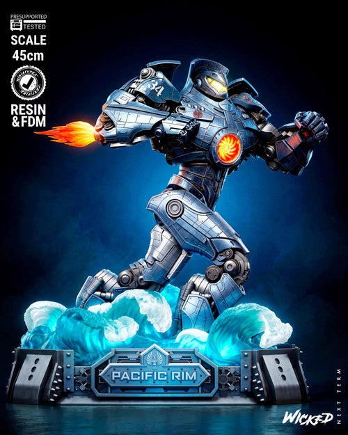Gipsy Danger Mecha Robot Sculpture | Unpainted 3D Printed Fan Art Model (45cm Scale)