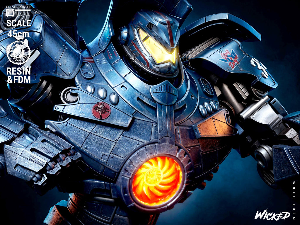 Gipsy Danger Mecha Robot Sculpture | Unpainted 3D Printed Fan Art Model (45cm Scale)