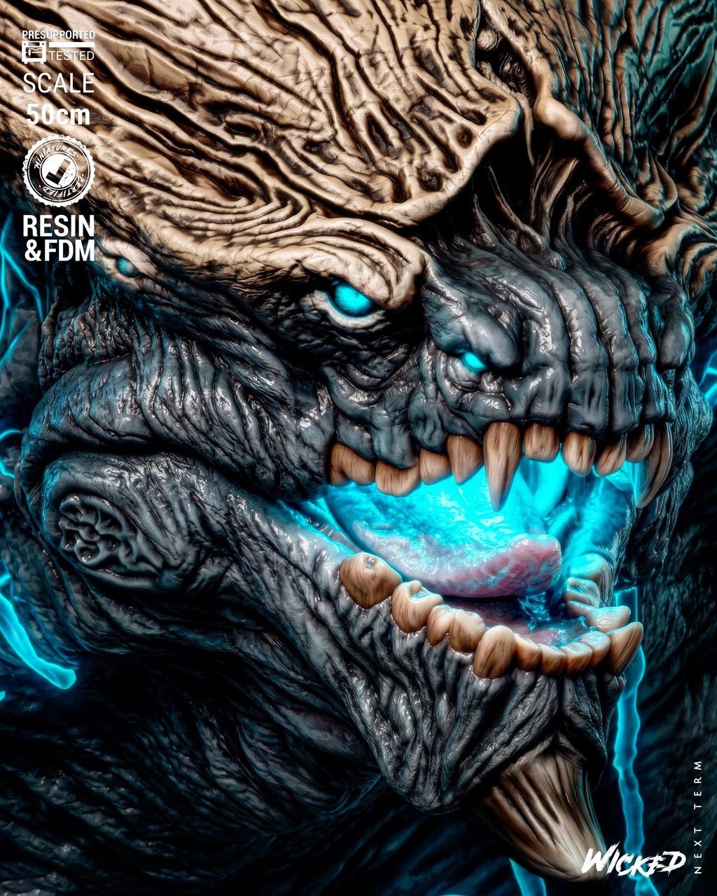 Leatherback Kaiju Monster Sculpture | 3D Printed Fan Art Model Kit (50cm)