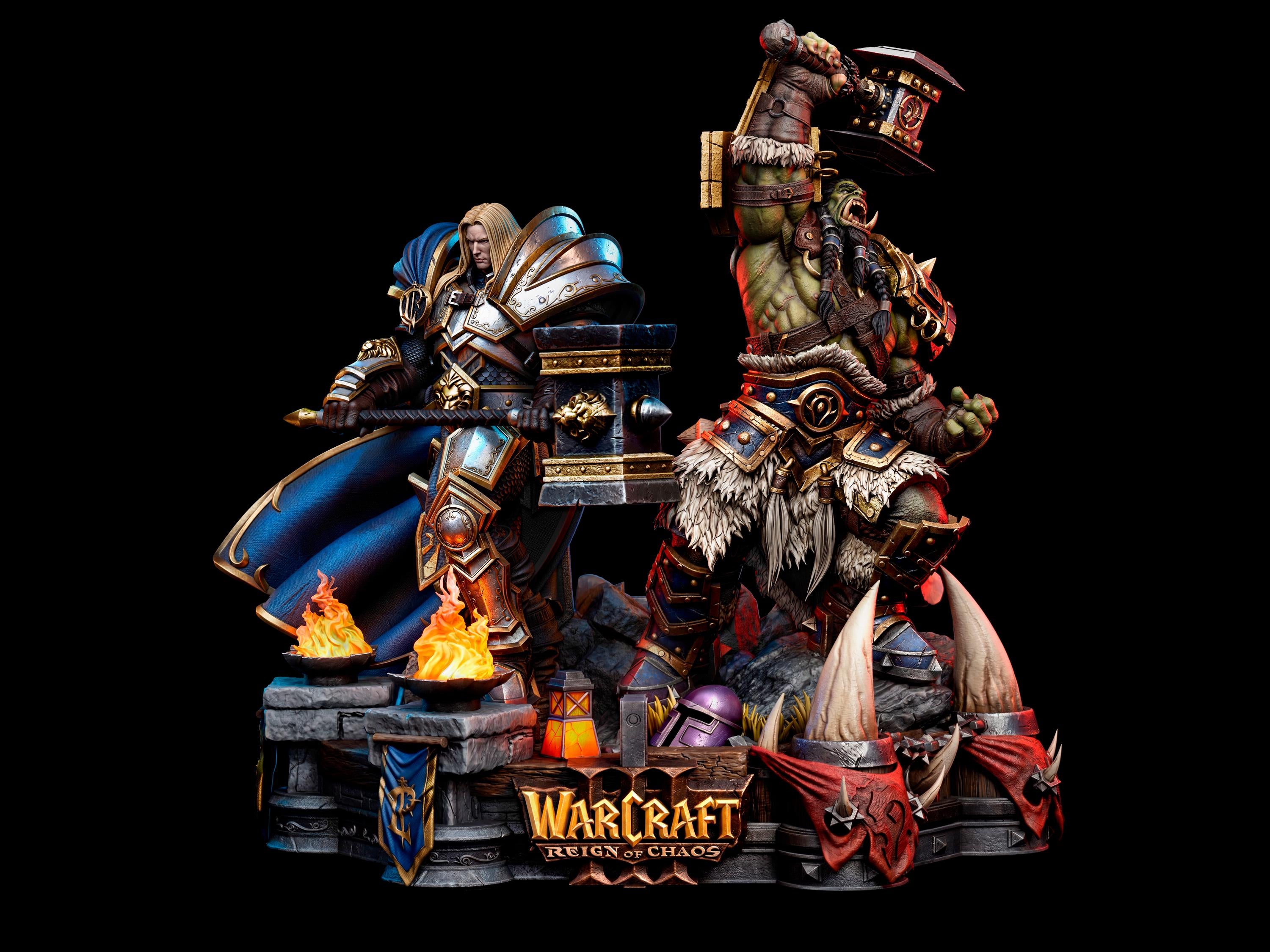 Unpainted Warcraft Inspired Diorama | 1/6 Scale 3D Printed Fantasy Model | Made to Order Display Sculpture
