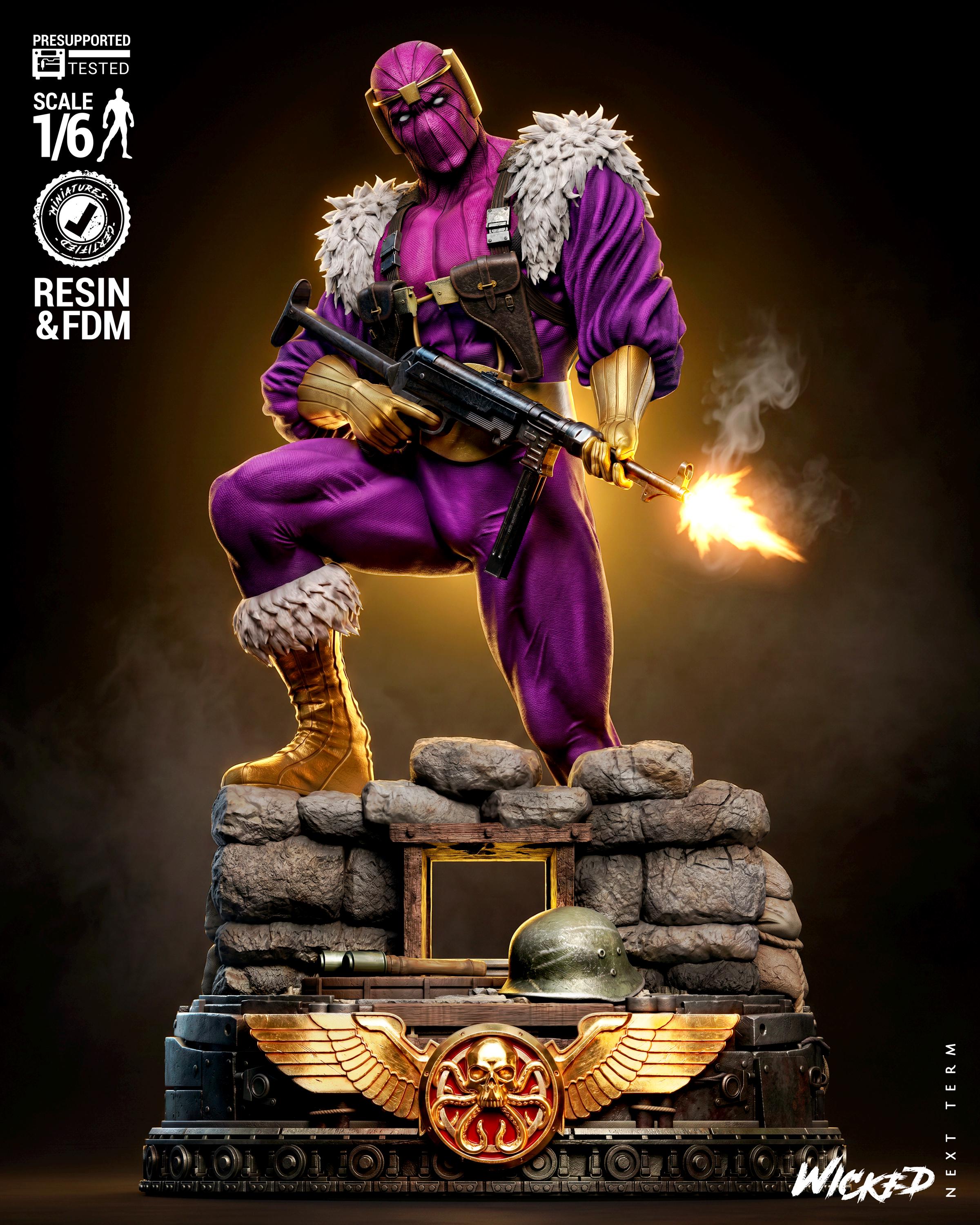 Unpainted Baron Zemo Fan Art Sculpture | 1/6 Scale 3D Printed Comic Figure