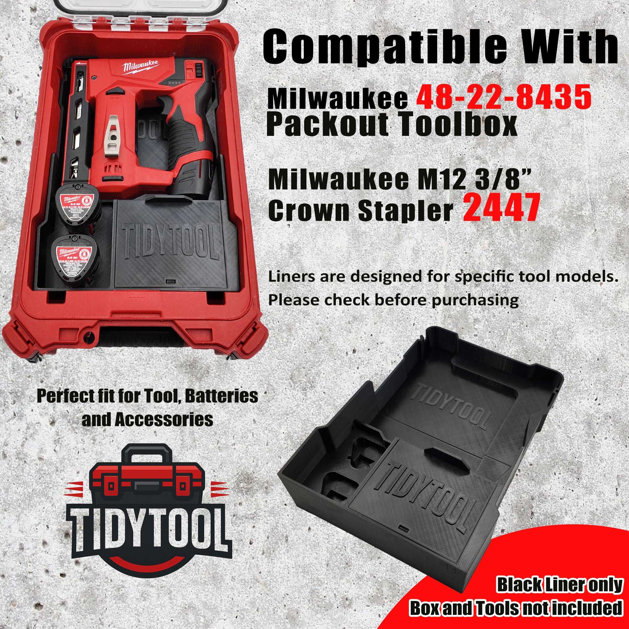 Milwaukee M12 Crown Stapler Organiser | Compact Packout Insert