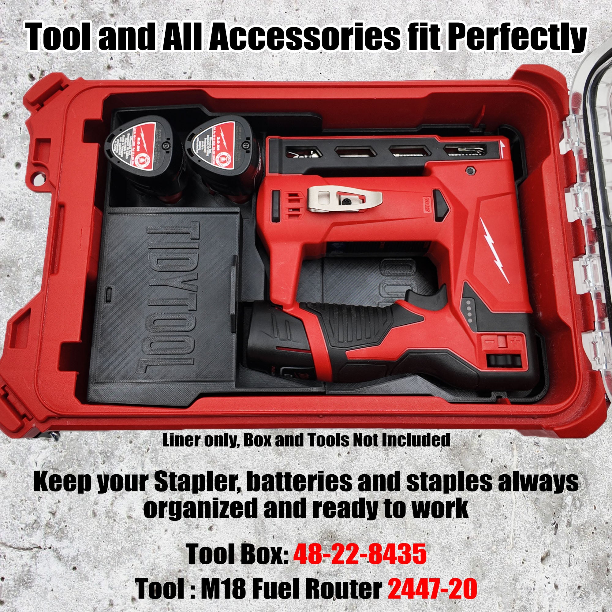 Milwaukee M12 Crown Stapler Organiser | Compact Packout Insert